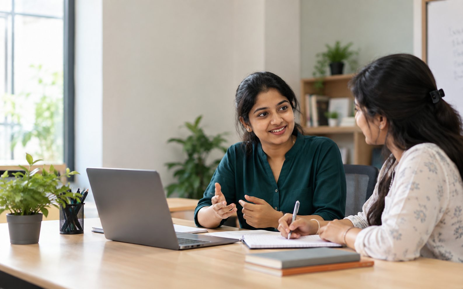 A mentor and a learner in a 1-1 speaking session